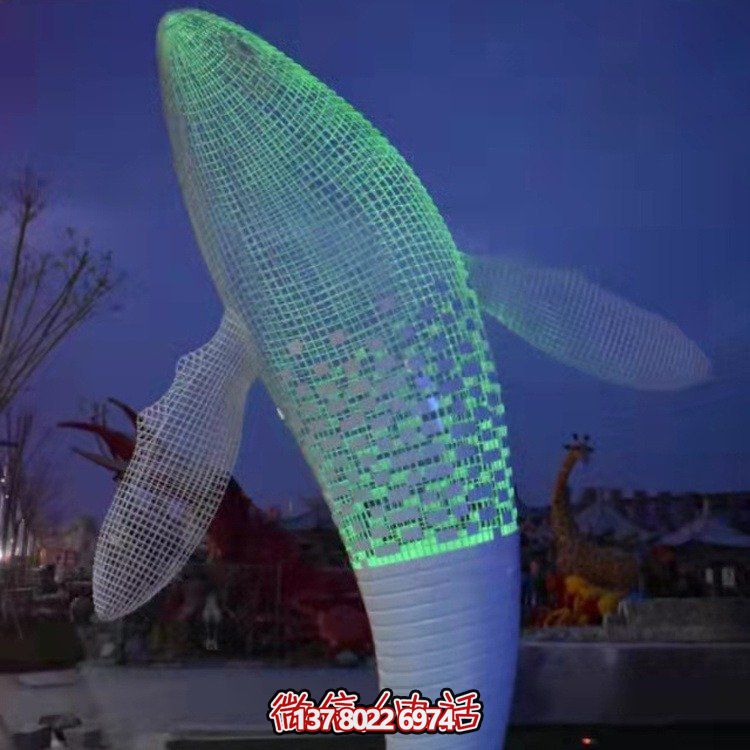 不銹鋼鯨魚雕塑景觀，營造完美空間氛圍