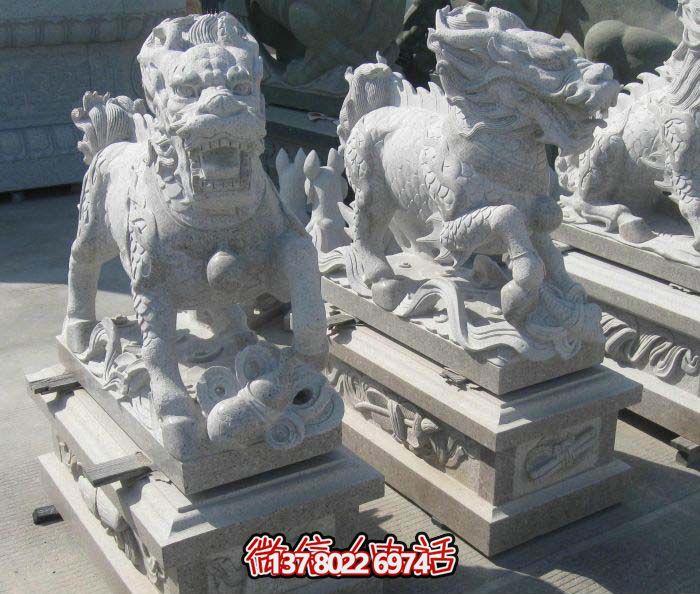 精美大理石石雕麒麟雕塑，一件精致的家居裝點品