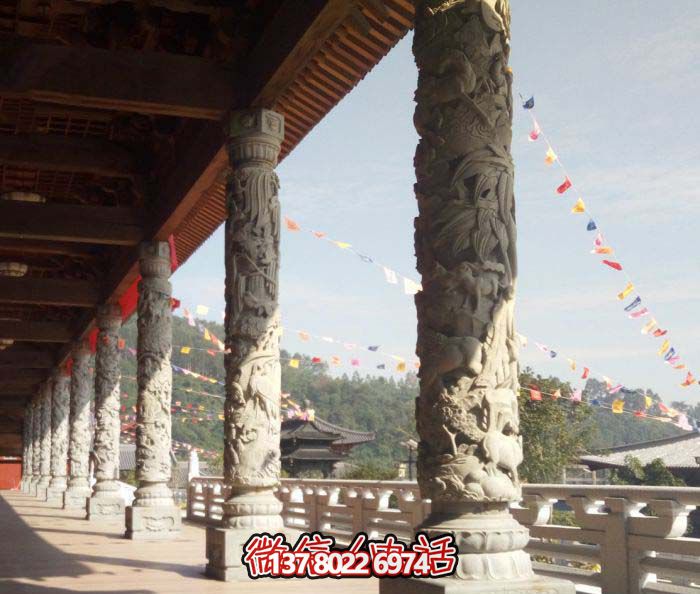 傳承古典藝術(shù)，精美石雕龍柱漢白玉浮雕
