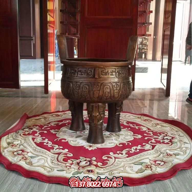 純銅鼎仿古香爐擺件，圓潤(rùn)家居裝飾