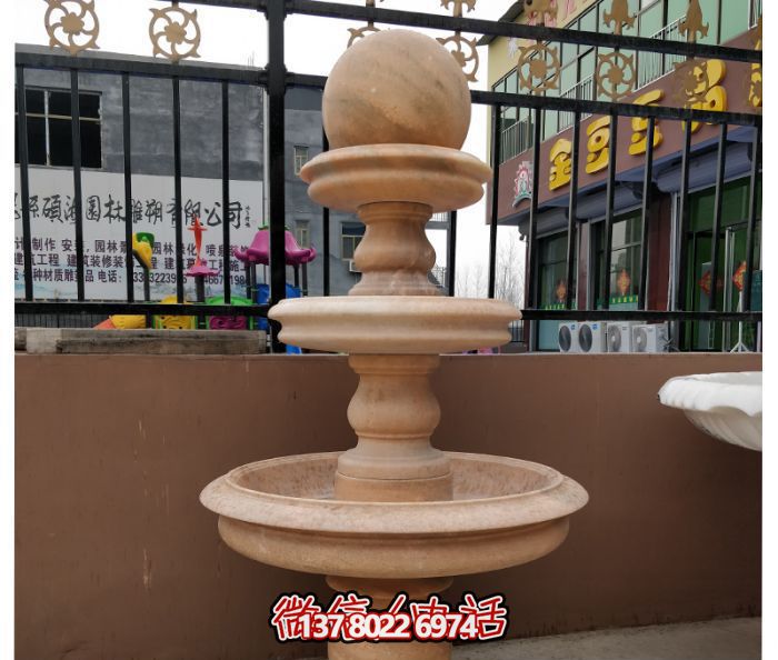 自然之美，多層風水球石雕晚霞紅別墅