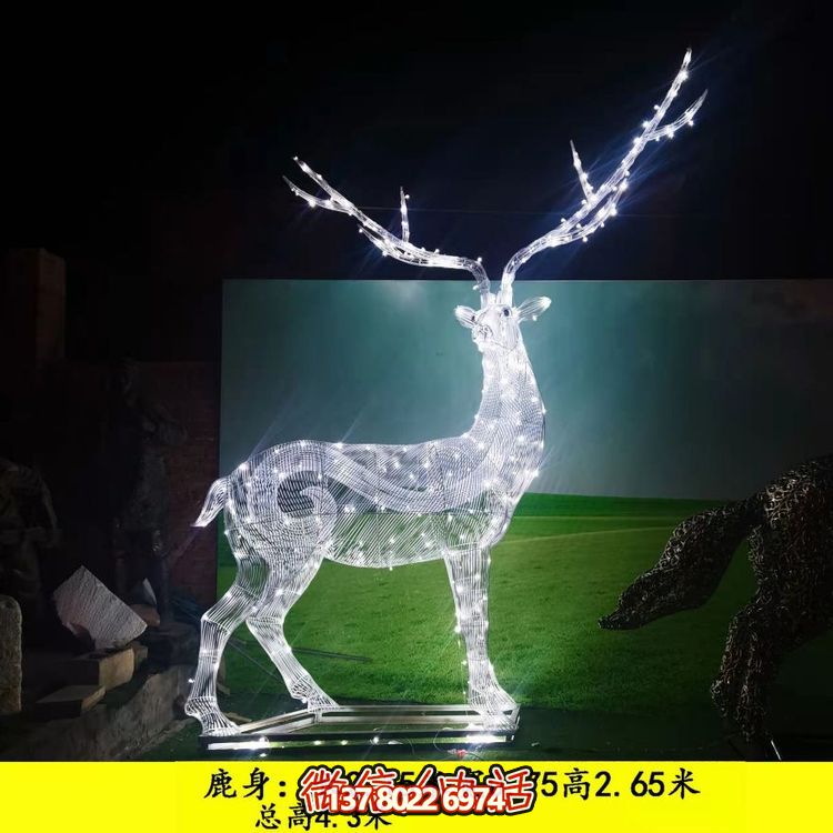 不銹鋼梅花鹿雕塑，為你的戶外景觀增添亮麗照明