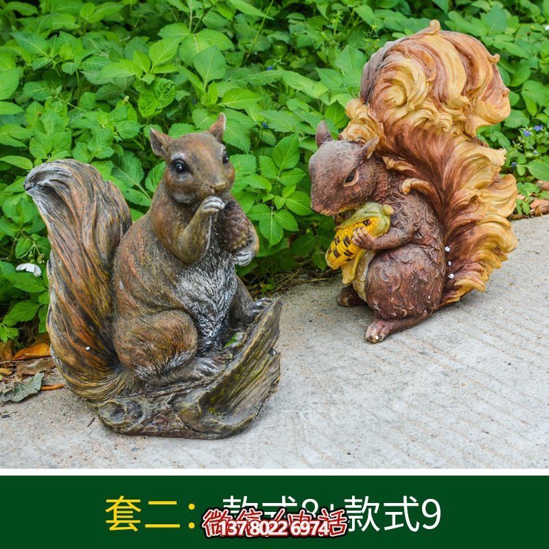 景區(qū)松鼠雕塑，玻璃鋼玻璃玉米抱松子
