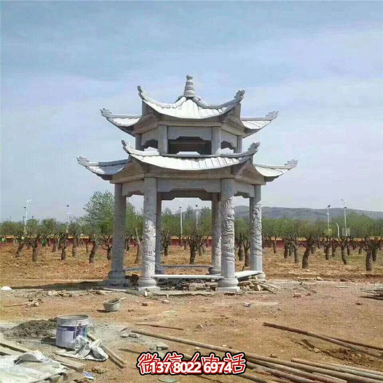 雙層雕塑涼亭，為景區(qū)、園林、戶外環(huán)境提供視覺美感