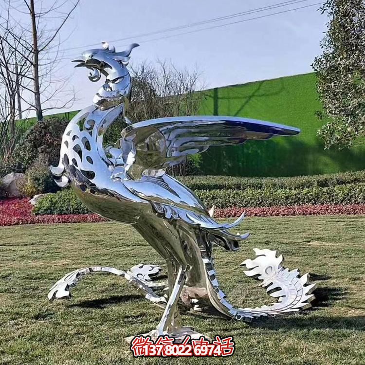 精美不銹鋼鳳凰雕塑，裝飾您的室外景觀