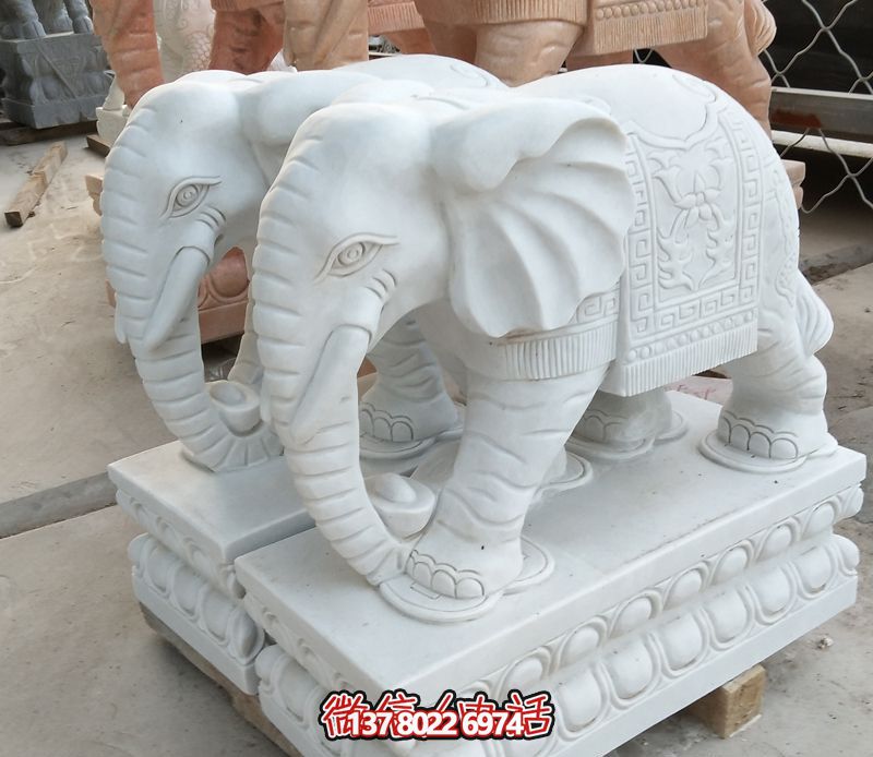 漢白玉雕塑，招財大象，令您鎮(zhèn)宅景區(qū)庭院更加迷人