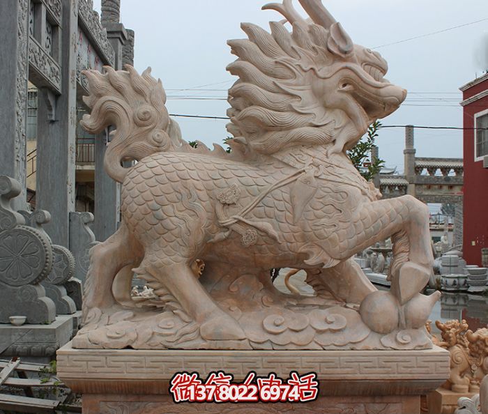 廣場(chǎng)酒店大型戶(hù)外景觀晚霞紅石雕麒麟雕塑 廣場(chǎng)酒店大型戶(hù)外景觀晚霞紅石雕麒麟雕塑